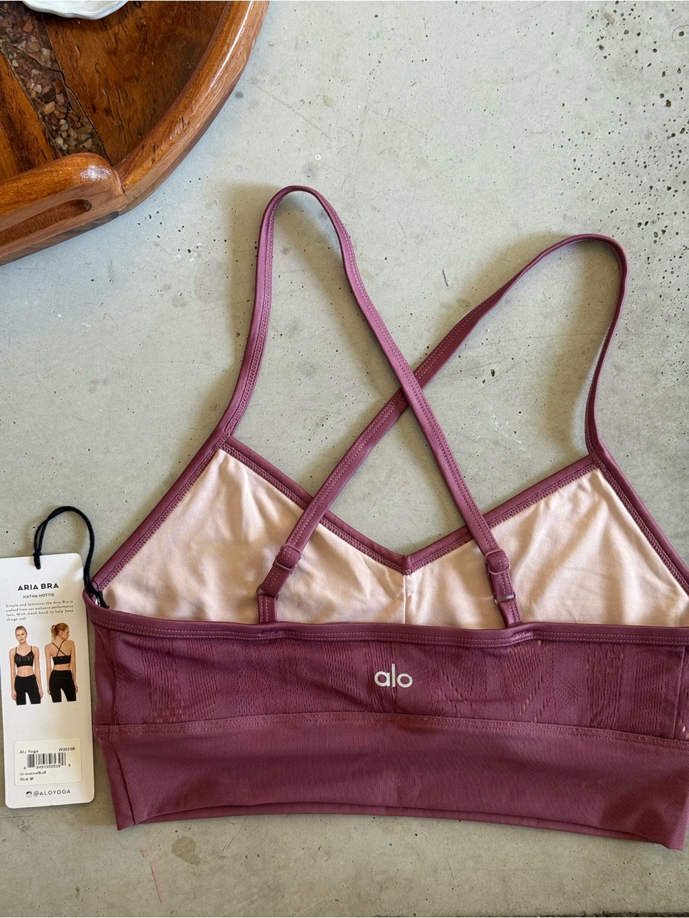 ALO Yoga Aria Strappy Sports Bra in Berry and Light Pink